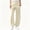 Beige, variant on Women Barrel Travel Pants Elastic Waistband Tapered Leg Baggy Mid Rise Work Trousers Lounge Pant with Pockets