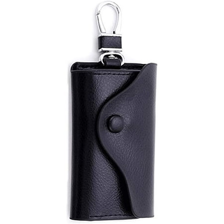 ShenMo porte clef cuir,portefeuille,Etuis Porte Clés Cuir, Pochette Porte  Clef Cuir avec Porte-Clé Voiture,six Key Hook Case avec porte-cartes - Noir