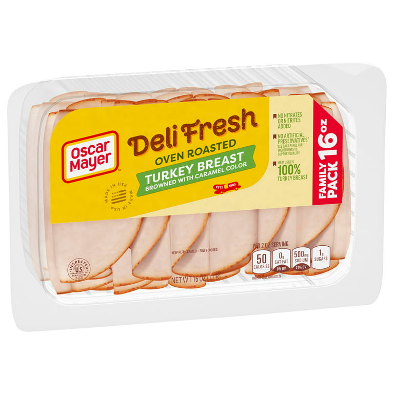 Oscar Mayer Deli Fresh Oven Roasted Turkey Breast Sliced Lunch Meat Family  Size - 16oz 16 oz