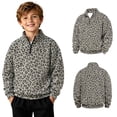 thumbnail image 3 of JAJAHO Kids Boys Leopard Neck Sweatshirt Quarter Zip Pullover Long Sleeve Sweatshirts 2-14Y, 3 of 6