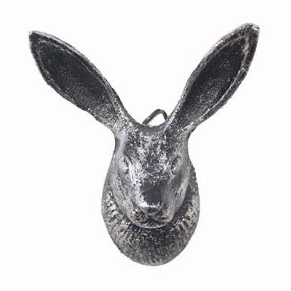 Handcrafted Model Ships K-9037A-Silver Rustic Silver Cast Iron Decorative Rabbit Hook, 5 in.