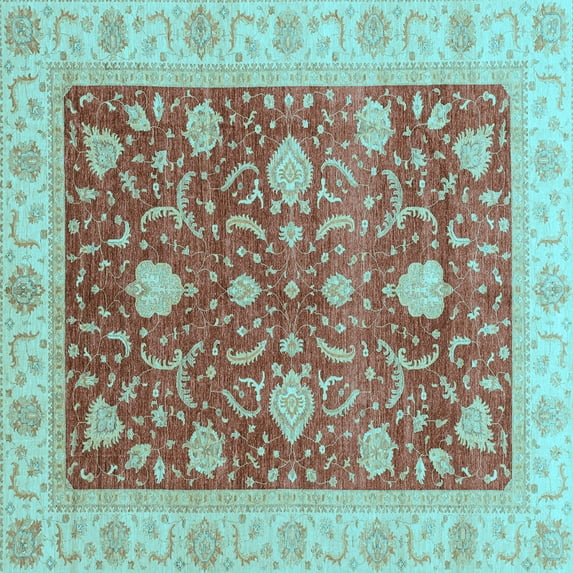 Ahgly Company Indoor Square Oriental Light Blue Traditional Area Rugs, 5' Square