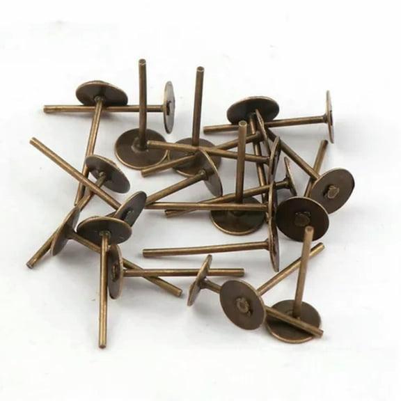 U8MO 200 Flat Blank Pad 4mm 8mm 10mm Earring Ear Post Stud with Stopper Findings-4mm-Bronze