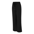 thumbnail image 5 of YUEJUIR Work Pants Women Women'S Solid Color Cotton And Linen Wide Leg Pants Slit Drawstring High Waist Casual Loose Pants Casual Straight Leg Pants With Pockets (Black,XXL), 5 of 5