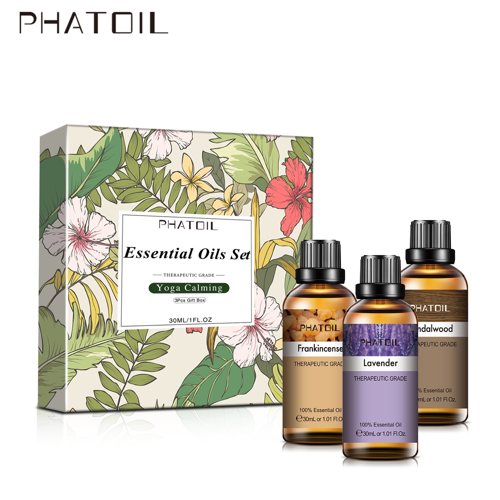 PHATOIL 100% Pure Aromatherapy Essential Oil Set,Lavender,Frankincense,Sandalwood 30ml 3-Pack