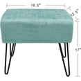 thumbnail image 2 of Light Blue Velvet Tufted Ottoman Entryway Bench, 19.5"x12.5"x17"H Comfy Furry Makeup Stools Sturdy Foot Rest Stool Bedroom End of Bed Living Room Couch Vanity Home Decor Outdoor, 2 of 17