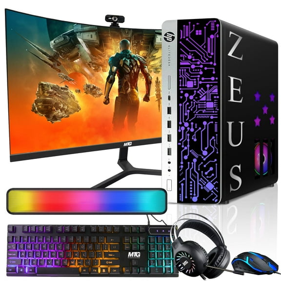 Restored HP G3 Gaming Desktop PC,Intel i7 6th Gen,GT 1030 2GB DDR5,16GB RAM,1TB SSD+2TB HDD,MTG 24 Inch Curved Gaming Monitor,RGB Kit,Windows 11 Pro