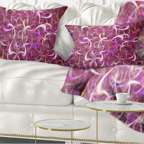 Designart Pink Watercolor Fractal Pattern - Abstract Throw Pillow - 12x20