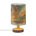 thumbnail image 2 of WOBOGO Artistic Leopard Bedroom Table Lamp USB Power Connector Wooden Base Round Linen Shade For Living Room Desk, 2 of 7