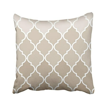 19.25 Inch Cream - WinHome Decorative Trendy Chic Girly Cream Brown Quatrefoil Pattern Throw Pillow Cover Size 18x18 inches Two Side