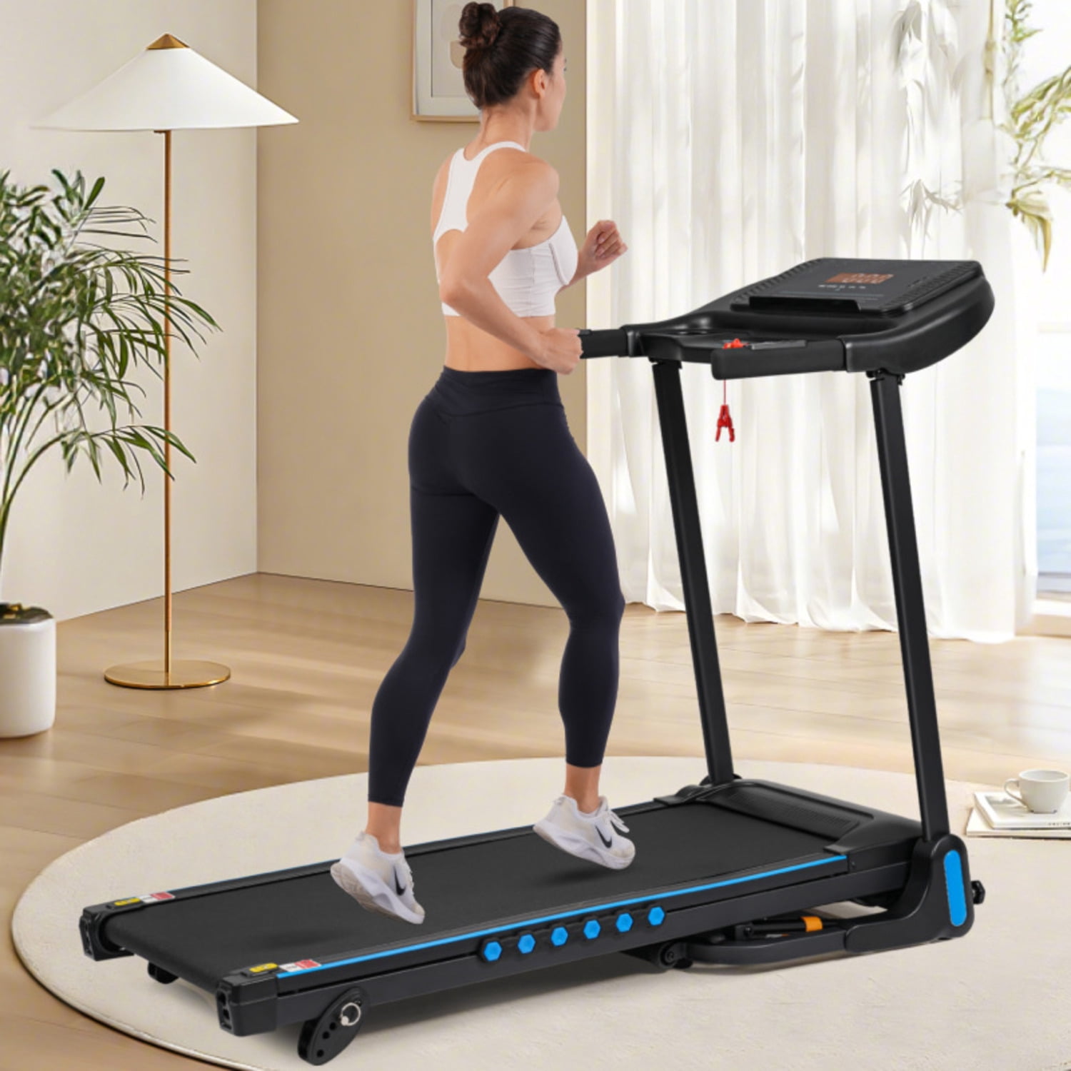 Incline For Running Walking 3.0 HP Treadmills Home 350 Lbs Weight Capacity Hydraulic System Auto-folding Treadmill With Type C & USB Charge For Android 10MPH Bluetooth Speaker