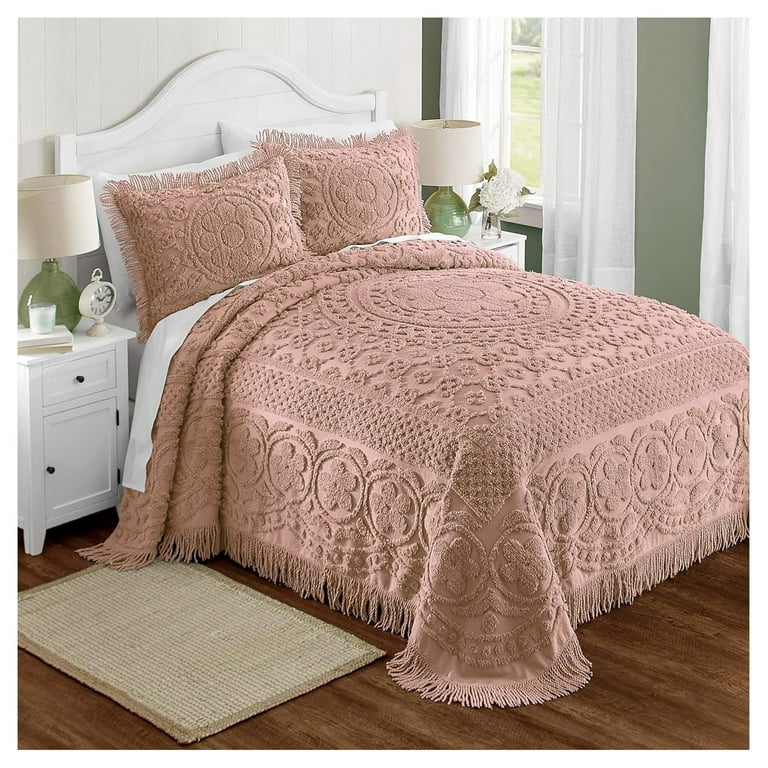 BULYAXIA Emily Chenille Bedspread Cal. King Blush Walmart