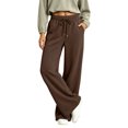 thumbnail image 2 of Women's Soft Extra Wide Leg Pants with Pockets Drawstring High Waist Pull-On Casual Sweatpants Baggy Comfy Athletic Joggers Brown XXL, 2 of 7