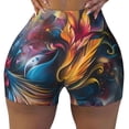thumbnail image 2 of Gukieu Vibrant Rooster Painting Print Women's Sports Shorts, Elastic Waist High Stretch Running Yoga Gym Sweatpants-X-Large, 2 of 8