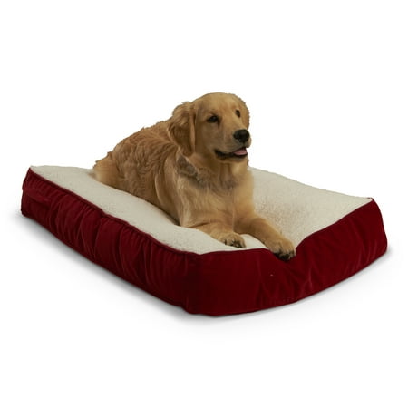 Happy Hounds Buster Sherpa Rectangle Pillow Style Dog Bed, Crimson, Small (36 x 24 in.)