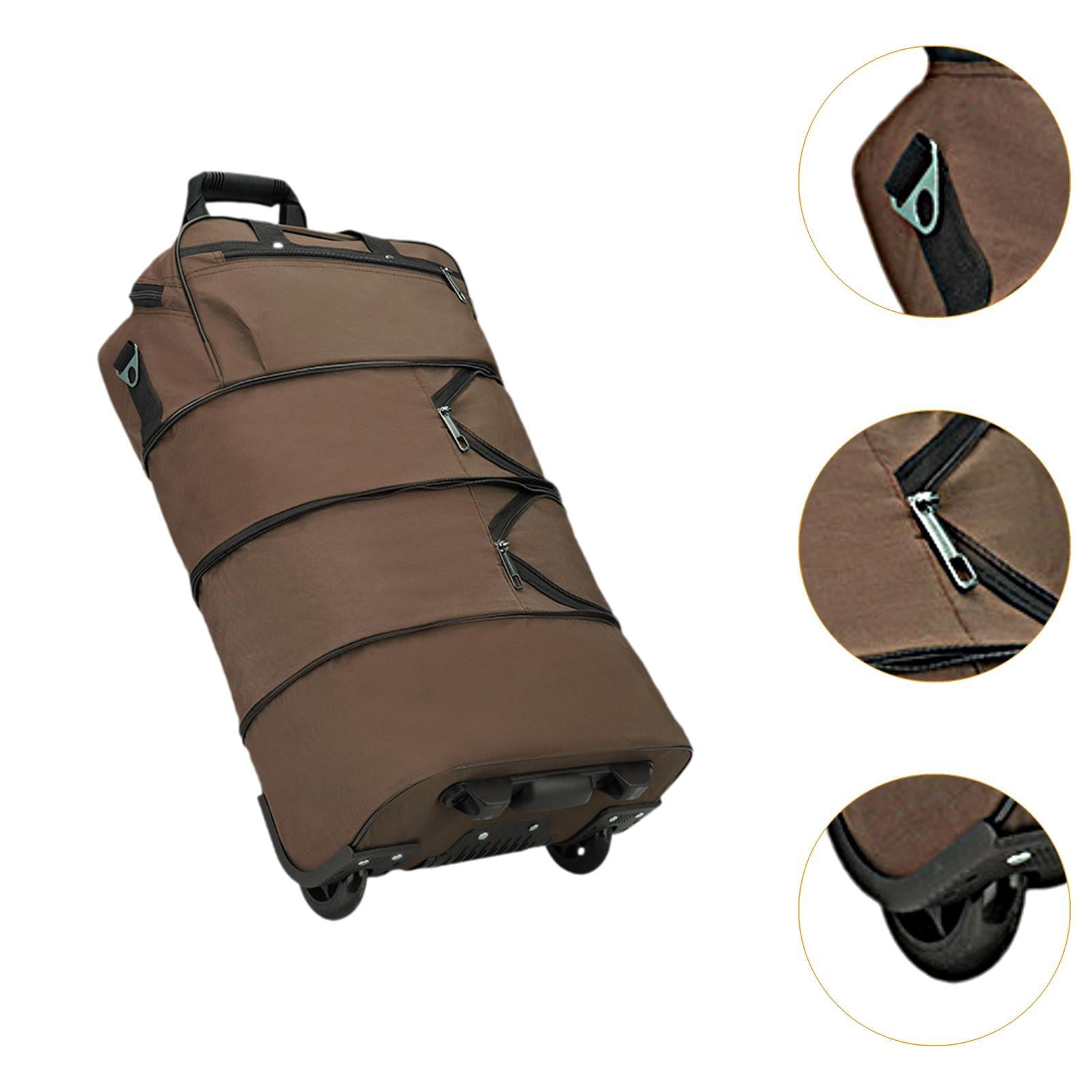 Wzmzjy Rolling Duffel Bag Wheeled Travel Storage for Women Men Compact Weekender Brown