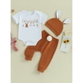 thumbnail image 3 of Jxzom Newborn My First Easter Baby Boy Outfit 0 3 6 12 Months Bunny Print Romper Top Rabbit Pants with Bunny Hat Clothes Set, 3 of 8