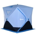 thumbnail image 2 of Outsunny 4 Person Ice Fishing Shelter with Padded Walls, Thermal Waterproof Portable Pop Up Ice Tent with 2 Doors, Light Blue, 2 of 9