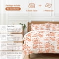 thumbnail image 6 of 3 Piece Burnt Orange Botanical Duvet Cover Set Full Size, Microfiber Comforter/Quilt Cover with Corner Ties and 2 Pillowcases, Vintage Nature Flower All Season Soft Bedding with Zipper Closure, 6 of 8