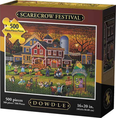 Flying School 100 Piece 16x20 Jigsaw Puzzle Dowdle Folk Art Halloween Witches 