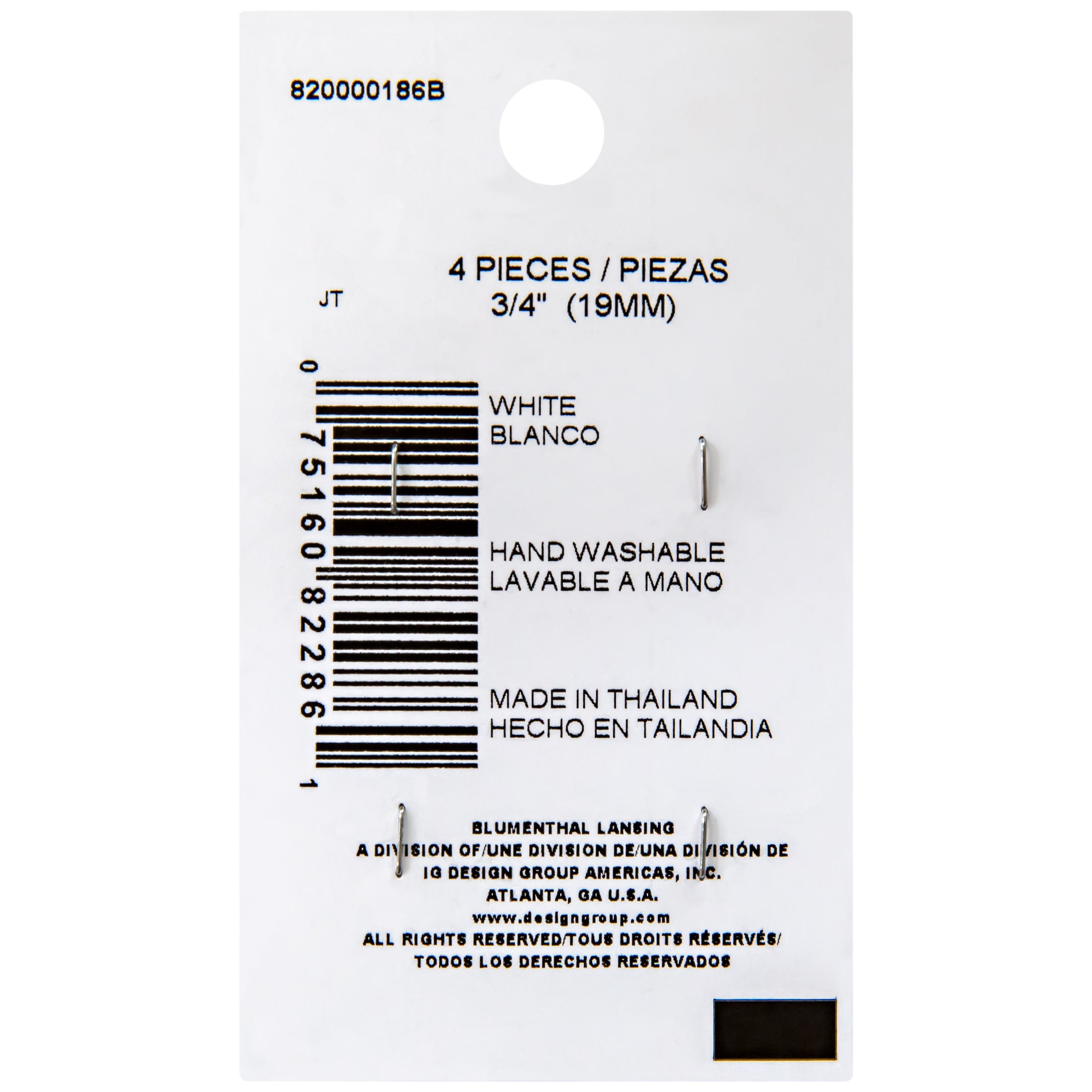 (3 pack) Le Bouton White 3/4" Round 4-Hole Buttons, 6 Pieces