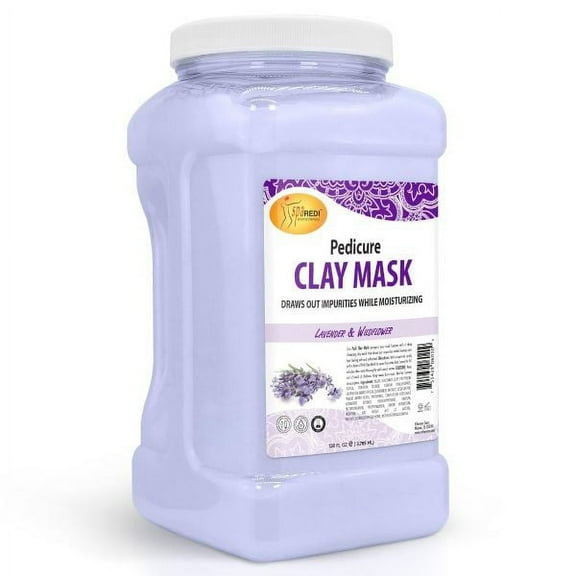 SPA REDI - Clay Mask, Lavender and Wildflower, 128 Oz - Pedicure and Body Deep Cleansing, Skin Pore Purifying, Detoxifying and Hydrating - Natural Bentonite Clay, Infused with