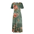 thumbnail image 6 of LWavelet Women's Plus Size Floral Maxi Dress Short Sleeve Tie Waist Casual Boho Flowy Dress with Pockets Purple 2XL, 6 of 7