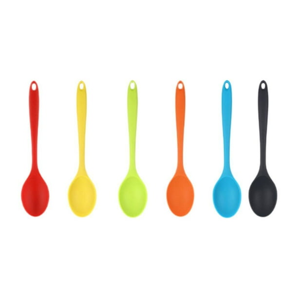 6 Cucharas De Silicona Para Cocinar Y Hornear. Pequeñas Herramientas Para Mezclar Y Revolver.