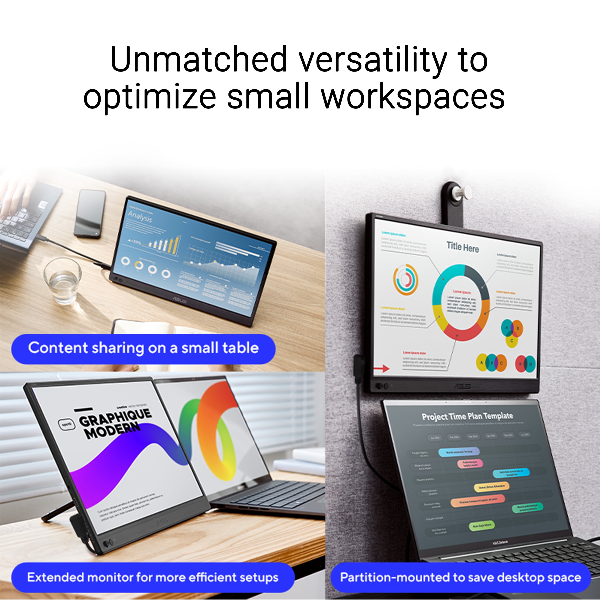 ASUS 16” 60Hz Portable Monitor (MB169CKZ) - FHD, IPS, 2x USB-C, Eye Care, 360° Kickstand