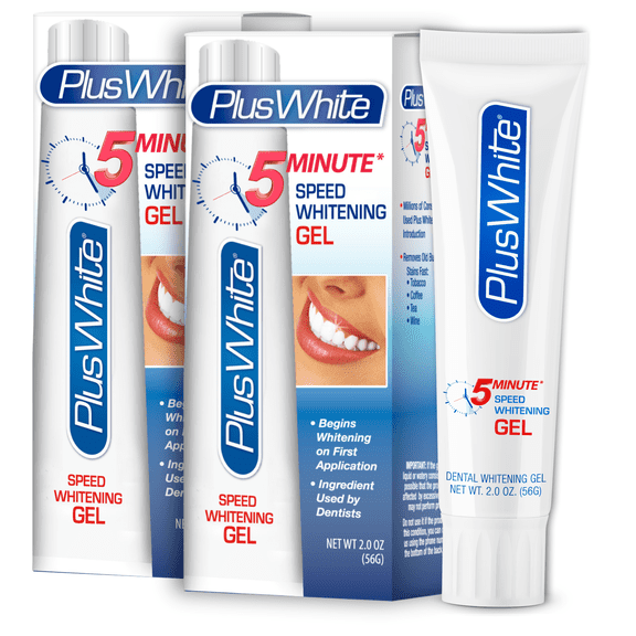 Plus White 5 Minute Speed Teeth Whitening Gel, Teeth Stain Remover, Precision Tip Tube, 2 oz (Pack of 2)
