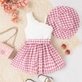 thumbnail image 4 of Bearichfupo Kids Winter Girls Sleeveless Ruffles Sleeveless Pink Plaid Princess Dress With Belt Hat 3pcs Sets, Sizes 5-6 Years, 4 of 6