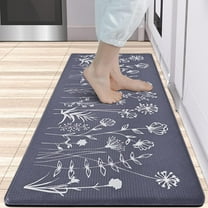 Floral Kitchen Mat Cushioned Anti-Fatigue, Flowers Kitchen Runner Rug Non Slip Hallway Rug, Farmhouse Standing Desk Mat Waterproof Kitchen Floor Comfort Mats for Sink Home Office, 20 x 48 Inch