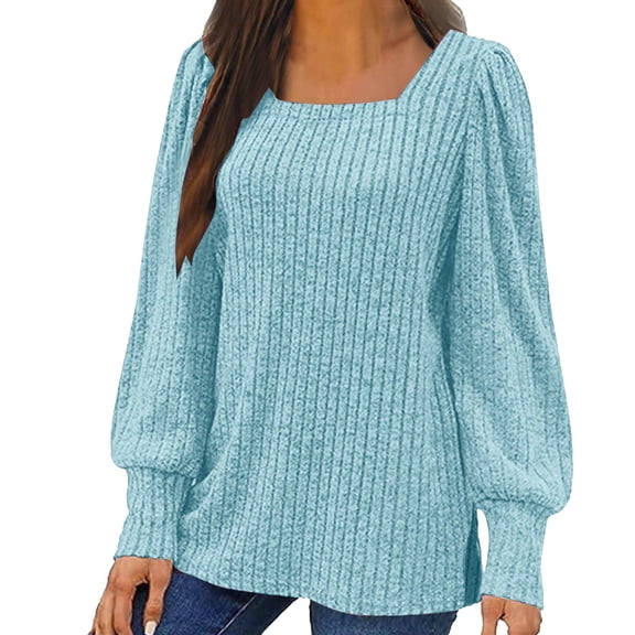 Lenago Fall Sweaters for Women Plus Size Fashion Long Sleeve Loose Solid Color Blouse Pullover Sweaters Jumper