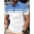 thumbnail image 4 of Fnnxeal Mens Polo Shirts Pullover Short Sleeve Casual Collared Summer Button Polo Blue Shirts for Men Size 3XL, 4 of 7