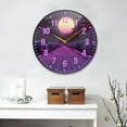 thumbnail image 2 of Yayeee Wall Clock Battery Operated 9.5" Silent Non-Ticking for Living Room, Black Neon Road, 2 of 8