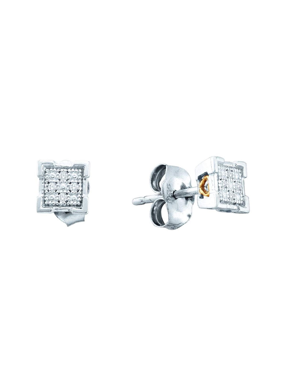 Sterling Silver Diamond Cluster Screwback Earrings .03 ct