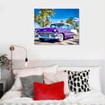 thumbnail image 4 of JEUXUS Wall Art American Classic Car on The Beach Cayo Jutias Canvas Prints Picture Decor Vintage Car Poster Print Stretched and Framed Ready to Hang for Boys Room 20x16 inch, 4 of 4