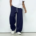 thumbnail image 3 of Domuza Men's Baggy Sweatpants Straight Leg Open Bottom Casual Pants Elastic Waist Athletic Joggers Sweat Pants with Pockets Dark Blue 3XL, 3 of 4