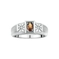 thumbnail image 1 of RYLOS Men's Rings Sterling Silver Classic 6X4MM Oval Gemstone & Diamond Ring Smoky Quartz June Birthstone Rings For Men, Silver Rings, Size 9, 1 of 7