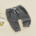 thumbnail image 3 of Newborn Boys Girls Trousers  Elastic Waist Adjustable Drawstring Plain Loose Fit Long Pants, 3 of 6