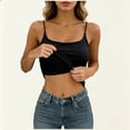 thumbnail image 2 of MDUKONU Tank Tops for Women Square Neck Spaghetti Strap Double Lined Y2K Going Out Camisole Top Size: One Size Black, 2 of 7