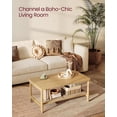 thumbnail image 5 of 2-Tier Coffee Table for Living Room, Living Room Table Rectangular Center Table, with PVC Rattan Storage Shelf, Rounded Corners, Easy Assembly, Boho Style, Oak Beige ULCT240Y57, 5 of 15