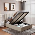 thumbnail image 3 of Momei Upholstered Metal Platform Bed with Storage Drawer & Headboard, No Box Spring Neede Grey Full, 3 of 5