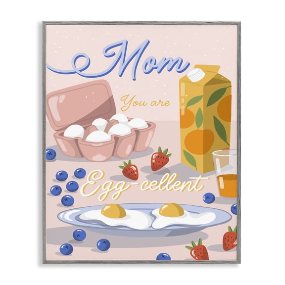 Stupell Industries Contemporary Mom You Are Egg-cellent Phrase Gray Framed Giclee Art, 11 x 14, by Dominika Godette
