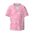 thumbnail image 2 of Lsque Breast Cancer Awareness print Men's Cuban Collar Short Sleeve Shirt Summer Beachwear Casual Button Down Fashionable Vacation Leisure Shirt-Large, 2 of 7