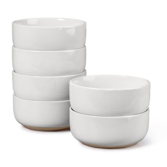 Vesteel Ceramic Bowls Set of 6, 18oz Stoneware Soup Bowls for Home Kitchen, Porcelain Bowl for Soup Pasta Salad Oatmeal, Microwave, Dishwasher and Freezer Safe, Speckled White
