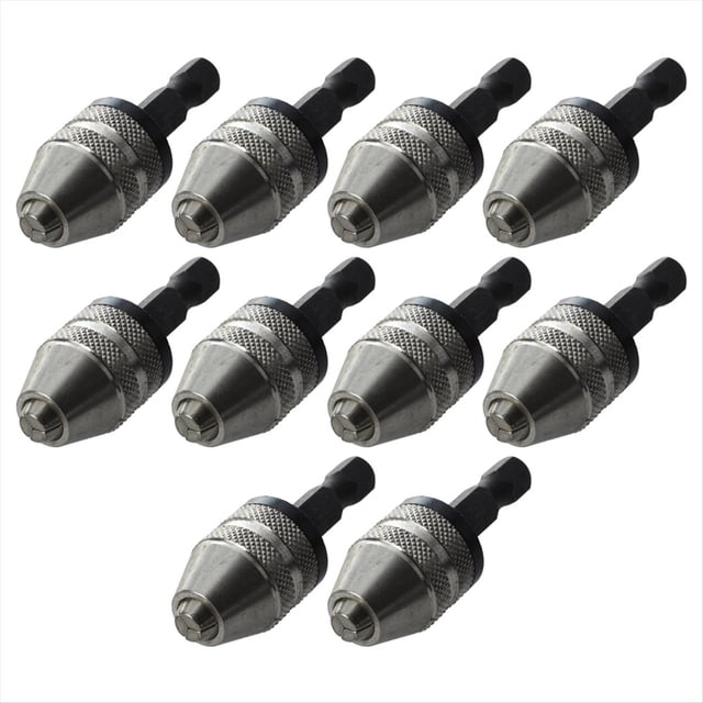 10X Plata + Negro 6 mm Broca Portabrocas Sin Llave de Cambio Rapido Convertidor del Adaptador de Vastago Hexagonal