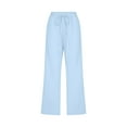 thumbnail image 4 of MIASHUI Women's Korean Style Casual Drawstring Pants Slim Fit Capri 7/8 Length Loose Fit Solid Color Plus Size Light Blue,L, 4 of 5