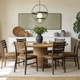 thumbnail image 3 of Guyou Farmhouse Dining Chairs Set of 2, Mid-Century Modern Solid Wood Dining Side Chairs, PU Upholstered Kitchen Chairs with Ladder Back for Dining Room Living Room Restaurant, Walnut Frame, 3 of 9