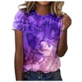 thumbnail image 1 of T-Shirts Grande Taille pour Femmes Printemps Été Imprimé Coloré Manches Courtes Col Rond T-Shirt Haut T-Shirts pour Femmes Rose Vif TG, 1 of 4